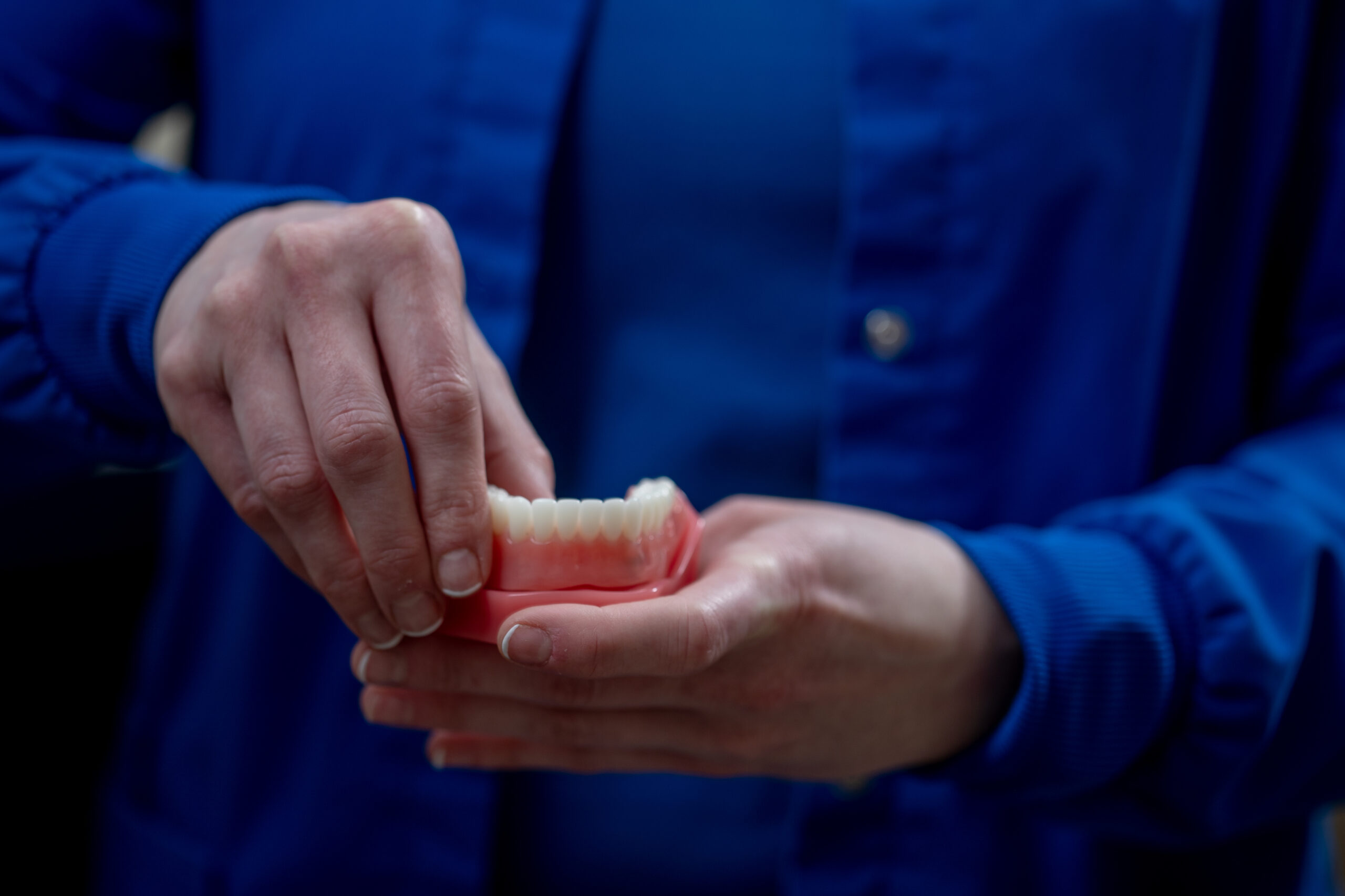 doctor holding a mouth model